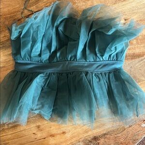 Teal Tulle Strapless Top